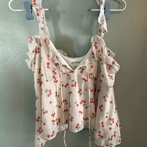 Wild Fable White Cherry Print Blouse